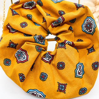 Chouchou Provençal chaînette Cigale : chouchou xxl, scrunchie, tissu provençal jaune, rouge, bleu choisissez votre couleur